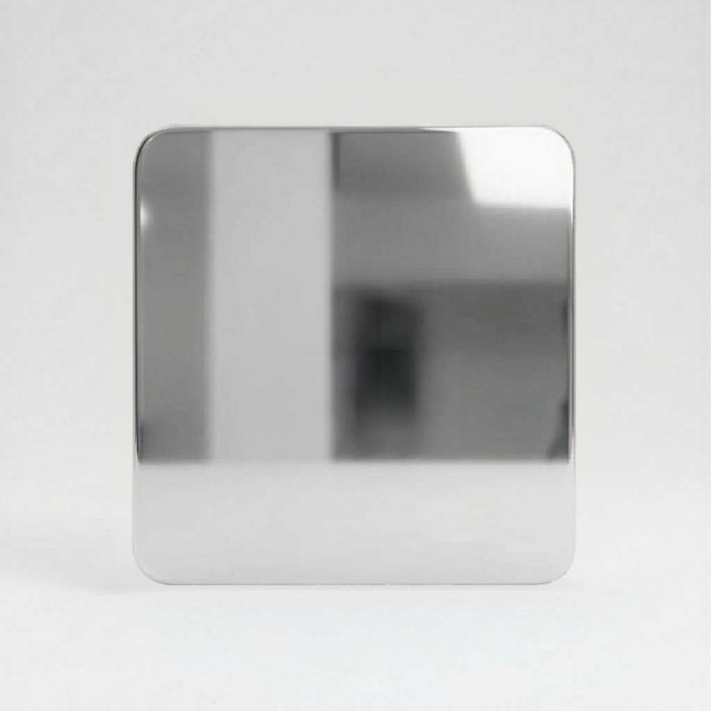 Mirror Silver Glossy cast acrylic sheet, 1/8 inch, for laser cutting and engraving.